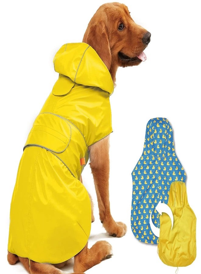 Kimee Dog Raincoat Reversible, Single Side Slicker Poncho Adjustable Waterproof Dog Rain Jacket with Leash Hole/Reflective Stripe Hooded Snowproof Windproof Clothes for Small to 3X-Large Dogs, 2XL - Image 1